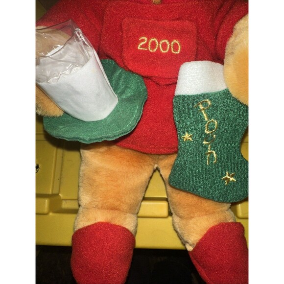 Disney Store Winnie The Pooh Christmas With Milk & Stocking Stuffed Bear 2000 - Picture 5 of 10